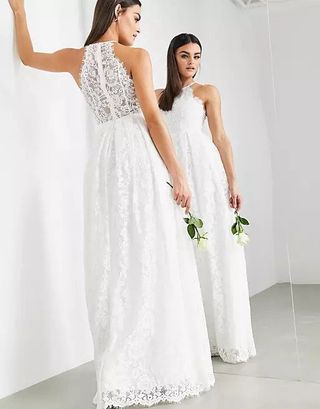 ASOS Edition + Amelie Lace Halterneck Maxi Wedding Dress