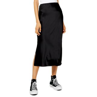 Topshop + Slit Bias-Cut Midi Skirt