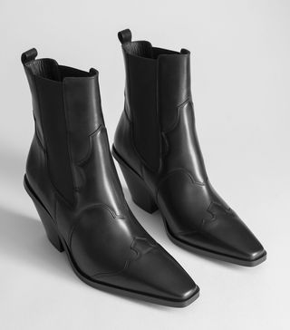 & Other Stories + Square Toe Leather Cowboy Boots