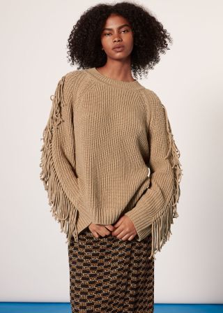 Whistles + Fringe Sleeve Cable Sweater