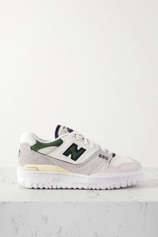 New Balance + 550 Suede-Trimmed Leather and Mesh Sneakers