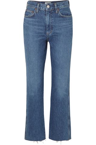 Agolde + Pinch Waist Cropped Organic High-Rise Flared Jeans