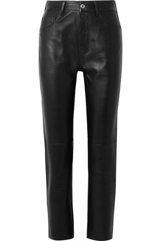 Re/Done + 50s Cigarette Cropped Straight-Leg Leather Pants