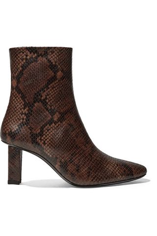 Staud + Brando Snake-Effect Leather Ankle Boots