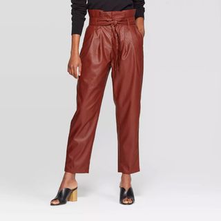 Who What Wear x Target + Mid-Rise Straight Leg Paperbag Pants