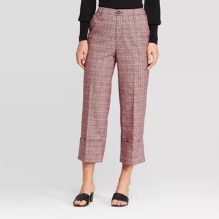 Who What Wear x Target + Plaid Mid-Rise Wide-Leg Pants
