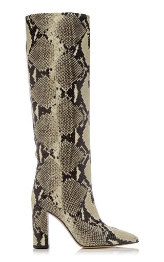 Paris Texas + Snake-Effect Leather Knee Boots