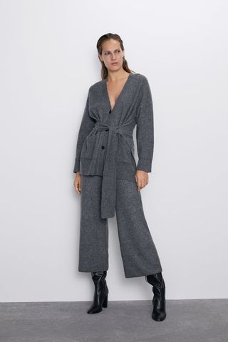 Zara + Belted Knit Cardigan