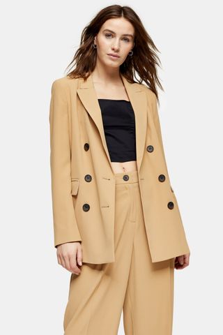 Topshop + Camel Twill Double Breasted Suit