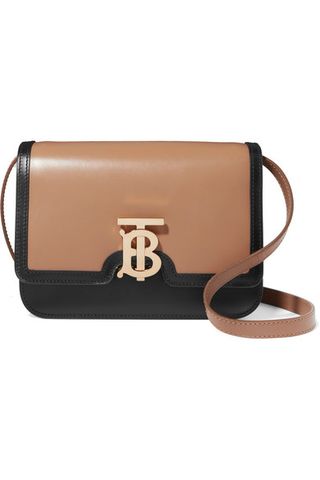 Burberry + Small Two-Tone Leather Shoulder Bag