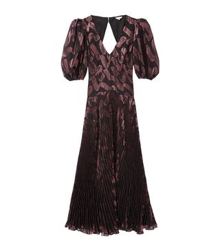 Rebecca Taylor + Ribbon Lurex Jacquard Pleated Dress