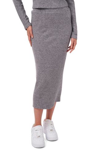 1.State + Ribbed Sweater Midi Skirt