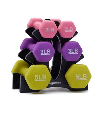 Amazon Basics + Neoprene Dumbbell Weights With Stand