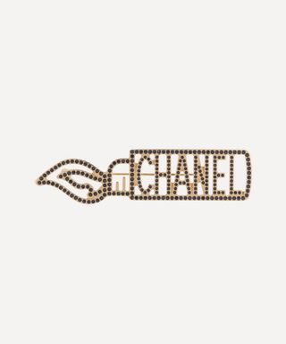 Designer Vintage + Turn of the Century Chanel Gilt Faux Jet Christmas Brooch