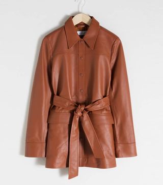 & Other Stories + Belted Workwear Leather Jacket