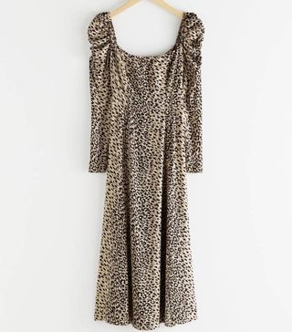 & Other Stories + Ruched Leopard Maxi Dress