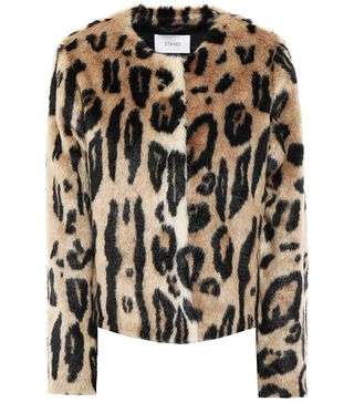 Stand + Leopard-Print Faux Fur Jacket