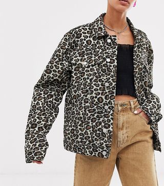 Vintage Supply + Oversized Jacket in Leopard Jacquard