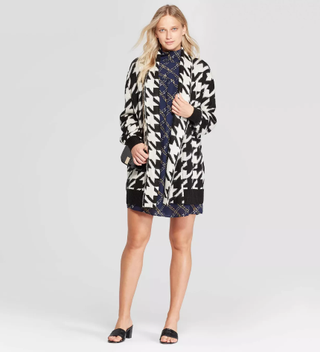 Who What Wear x Target + Houndstooth Print Long Sleeve Cardigan