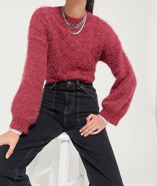 Urban Outfitters + Lennox Fuzzy Cable-Knit Sweater
