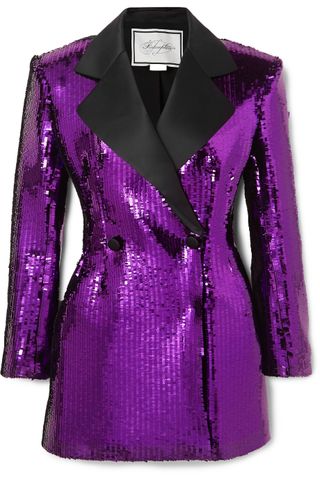 Redemption + Double-breasted Satin-Trimmed Sequined Crepe Mini Dress