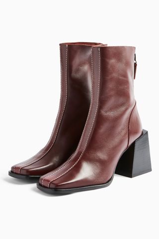Topshop + Hades Leather Red Boots