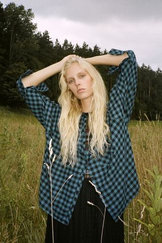Urban Outfitters + UO Brendan Drapey Flannel Button-Down Shirt