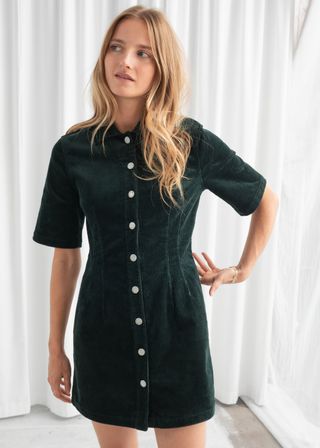 & Other Stories + Corduroy Button Up Mini Dress