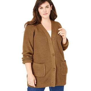 Woman Within + Button Front Cardigan