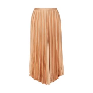 Frankie Shop + Chloe asymmetric pleated satin midi skirt