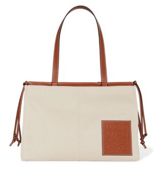 Loewe + Cushion Large Leather-Trimmed Canvas Tote