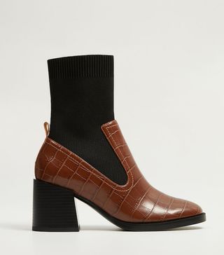 Mango + Stretched Contrast Ankle Boots