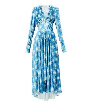 Paco Rabanne + Crystal-Button Star-Print Velvet Dress