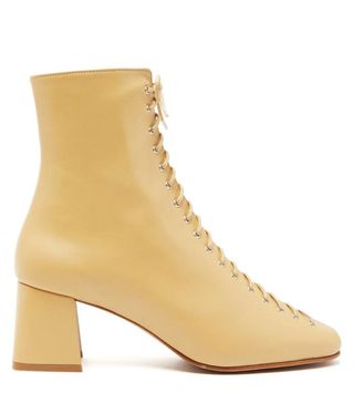 By Far + Becca Lace-Up Leather Ankle Boots