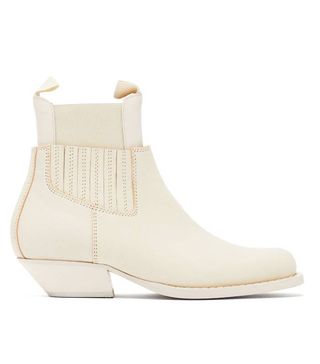 MMB Maison Margiela + Square-Toe Western Leather Ankle Boots