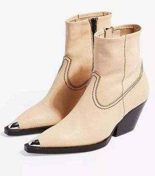 Topshop + Mario Leather Western Boots