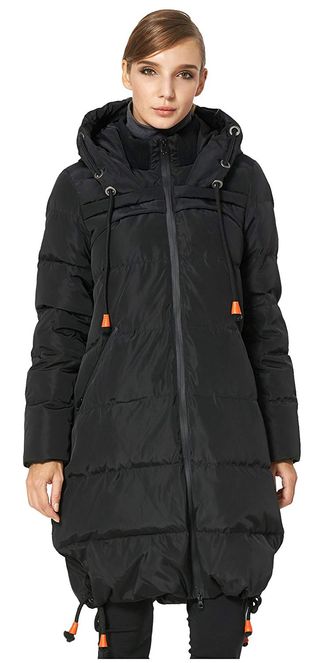 Orolay + Thickened Contrast Color Drawstring Down Jacket