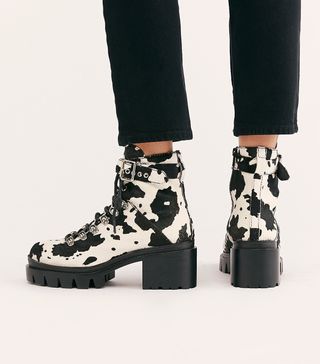 Jeffrey Campbell + Printed Check Lace-Up Boot