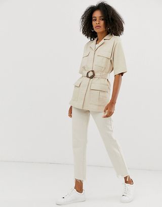 ASOS Design + Denim Belted Utility Shacket