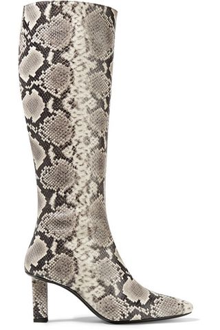 Staud + Benny Snake-Effect Leather Knee Boots