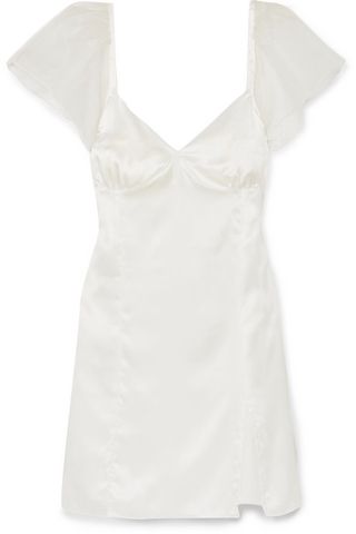 MaisonCléo + Christine Georgette-Trimmed Silk-Satin Mini Dress