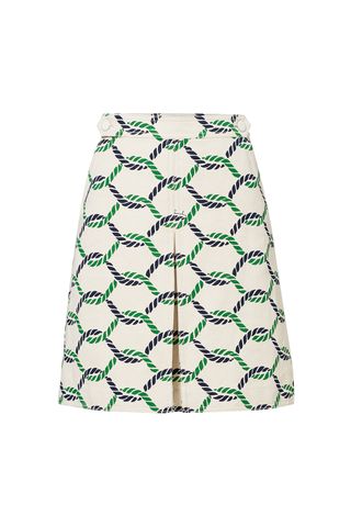 Tory Burch + Green Printed Pier Skirt