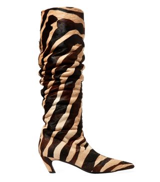 Khaite + Zebra-Print Calf Hair Knee Boot