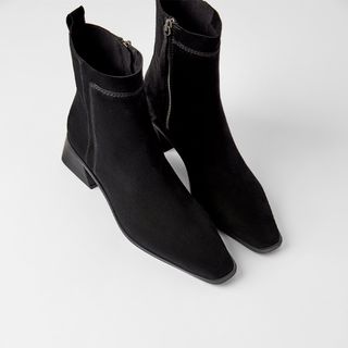 Zara + Split Leather Heeled Ankle Boots