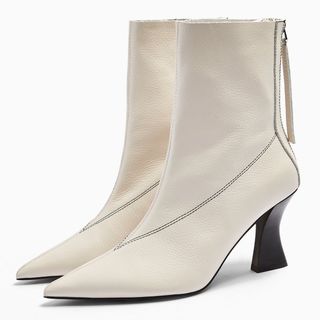 Topshop + Mara Leather Buttermilk Point Boots