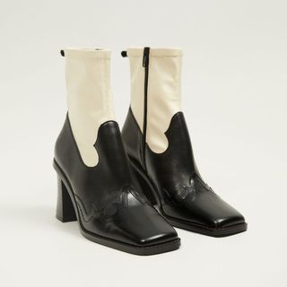 Mango + Leather Cowboy Ankle Boots