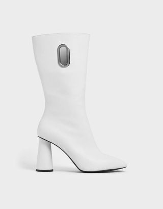 Charles & Keith + Eyelet Detail Cylindrical Heel Calf Boots