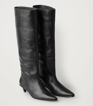 COS + High Leather Kitten-Heel Boots