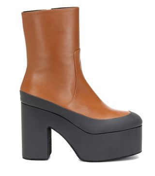 Dries Van Noten + Leather Platform Ankle Boots