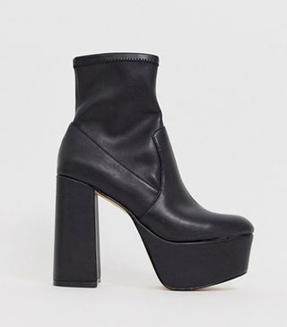 Office + Another Level Black Platform Heeled Ankle Boots